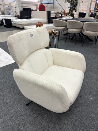 Fauteuil Petra, geweven, crème